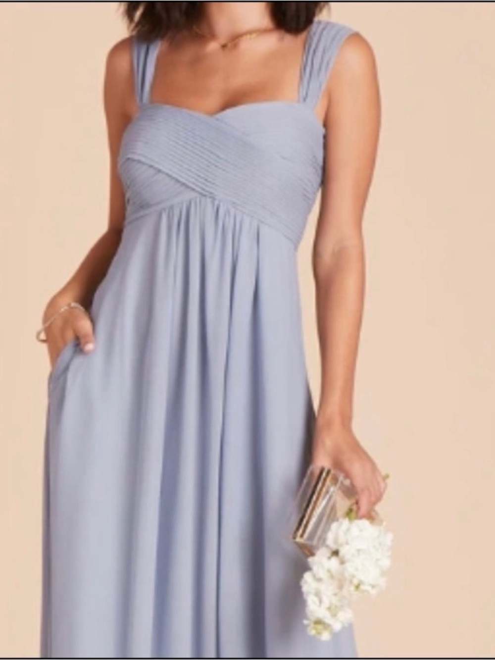 Birdy Grey Dusty Blue Smocked Empire Dress